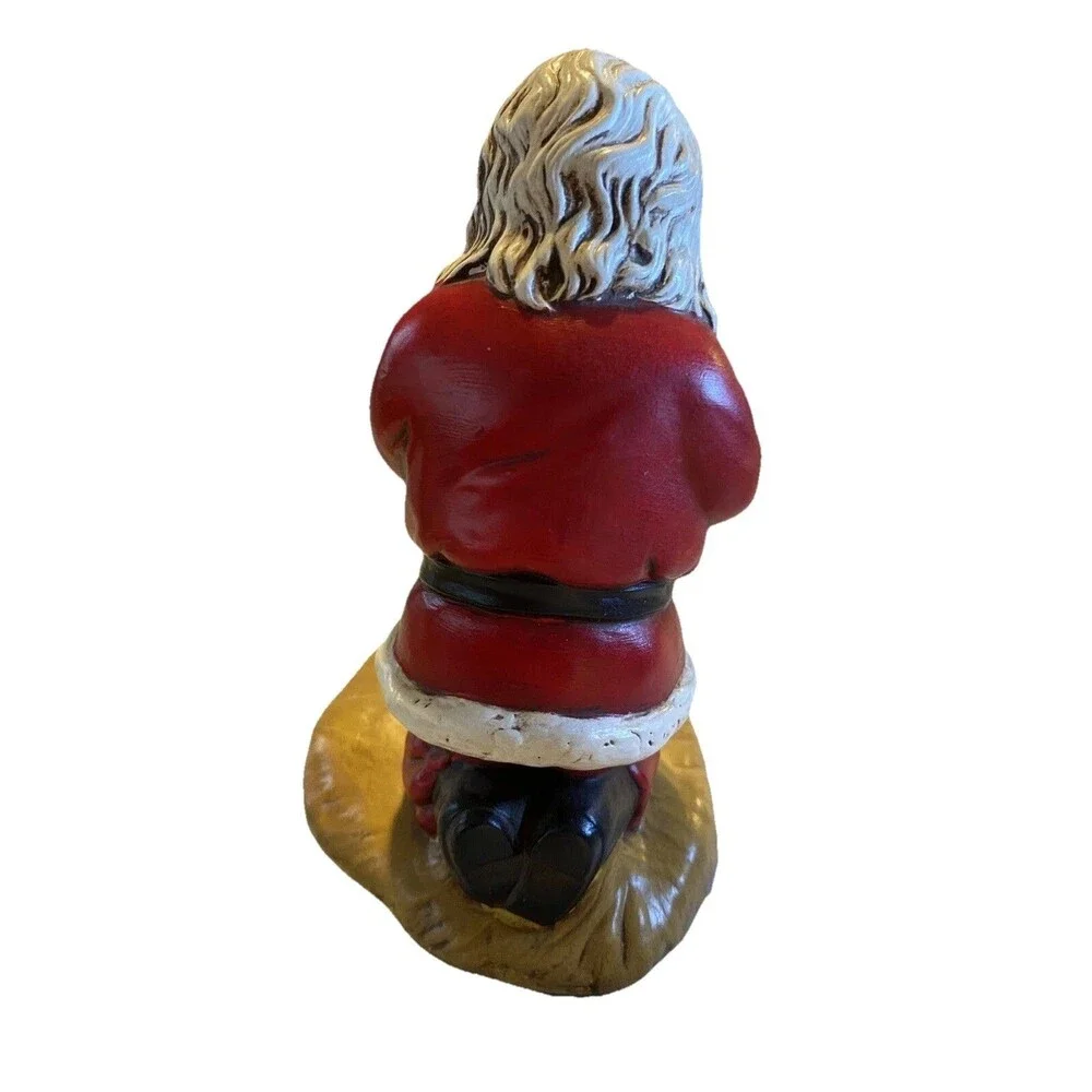 VTG 1984 Provincial Ceramic Mold Santa Claus Kneeling Over Baby Jesus Figurine
